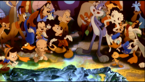 Wow! All my favourite cartoon characters in one place! Smiling and laughing over a corpse... What a bunch of ghouls.