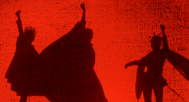 Ah. The old "get the local am-dram troupe to dress up and stand behind a backlit sheet hession" technique.