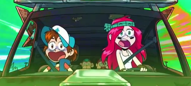 OH CRAP. I ABSORBED SOME ANIMATION NERD TENDENCIES FROM MY CURRENT HOST SO I HAVE TO POINT OUT SPRITLE AND CHIM CHIM FROM SPEED RACER IN THE BACK SEAT.